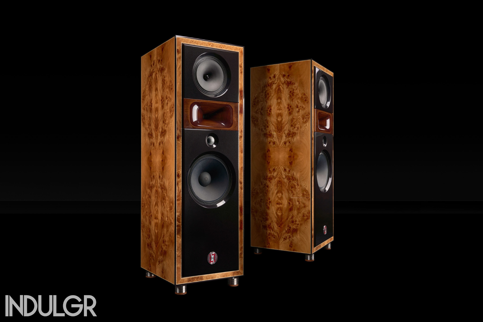 Lorenzo Audio Labs LM1 loudspeakers in elm root finish